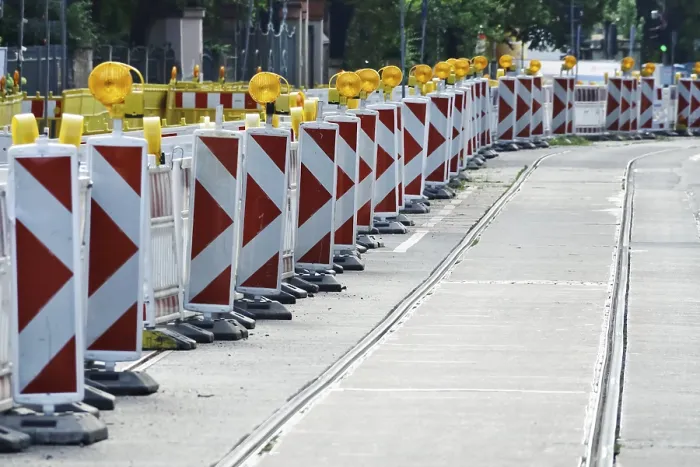 Framed Print : Construction Work on a German Road Print Framed Print : Construction Work on a German Road Print