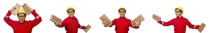 Framed Print : Construction Worker with Clay Bricks Print Framed Print : Construction Worker with Clay Bricks Print