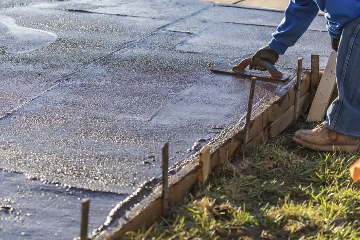 Framed Print : Construction Worker Smoothing Wet Cement Print Framed Print : Construction Worker Smoothing Wet Cement Print