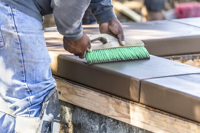 Framed Print : Construction Worker Forming Pool Coping Print Framed Print : Construction Worker Forming Pool Coping Print