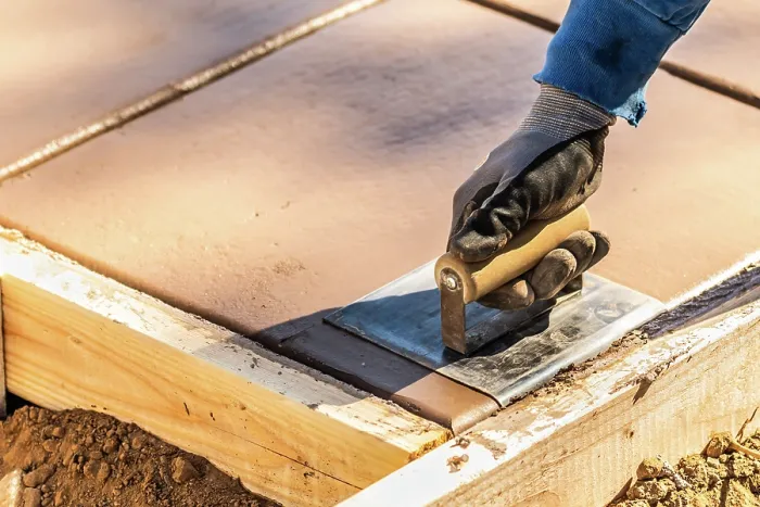 Framed Print : Construction Worker Using Hand Groover On Wet Cement Print Framed Print : Construction Worker Using Hand Groover On Wet Cement Print
