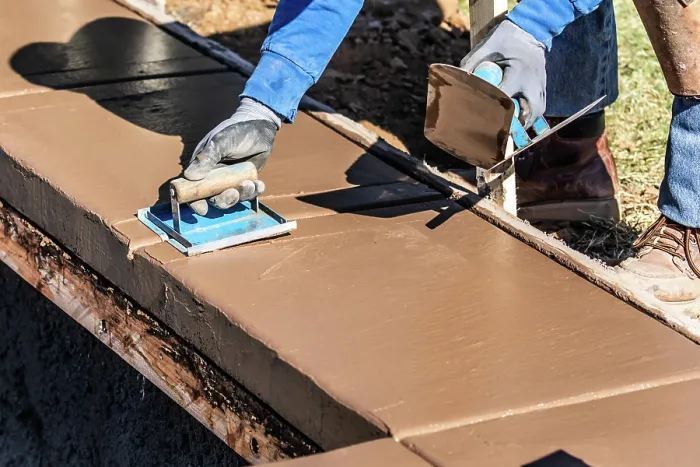 Framed Print : Construction Worker Using Hand Groover On Wet Cement Print Framed Print : Construction Worker Using Hand Groover On Wet Cement Print