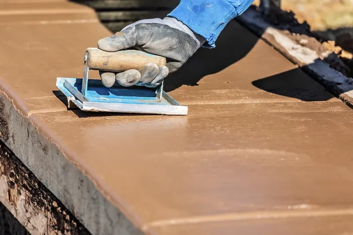 Framed Print : Construction Worker Using Hand Groover On Wet Cement Print Framed Print : Construction Worker Using Hand Groover On Wet Cement Print