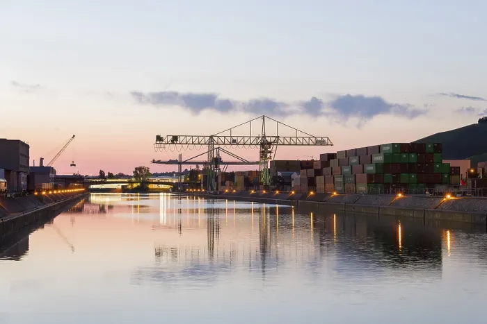 Framed Print : Container Port Stuttgart Print at Dusk, Germany Framed Print : Container Port Stuttgart Print at Dusk, Germany