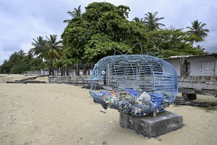Framed Print : Washed Up Plastic Waste on Beach Print, Gabon Framed Print : Washed Up Plastic Waste on Beach Print, Gabon