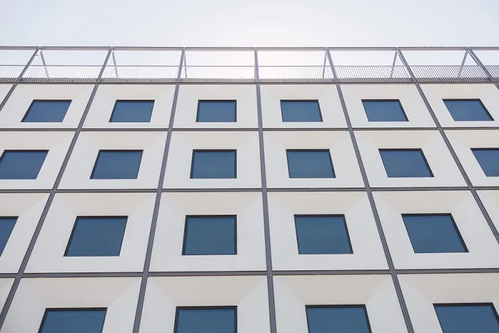 Framed Print : Contemporary Building Facade with Geometric Windows Print Framed Print : Contemporary Building Facade with Geometric Windows Print