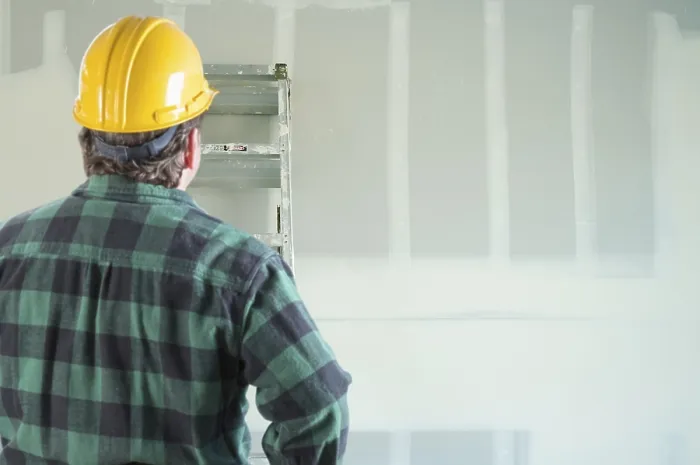 Framed Print : Drywall Contractor Print in Hard Hat Framed Print : Drywall Contractor Print in Hard Hat