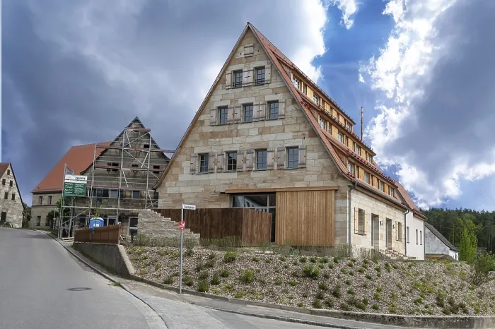 Framed Print : Conversion of a former barn into a residential building Print, Simonsnhofen, Bavaria Framed Print : Conversion of a former barn into a residential building Print, Simonsnhofen, Bavaria