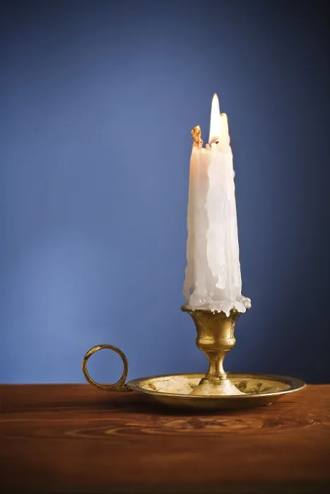 Framed Print : Copy Space Candle Print on Blue Background Framed Print : Copy Space Candle Print on Blue Background
