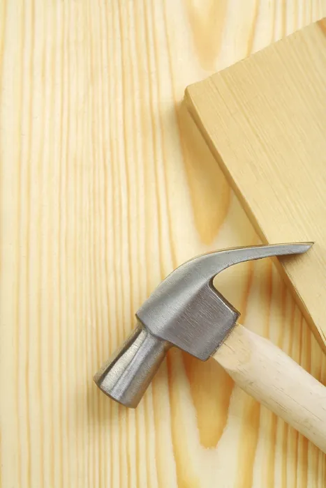 Framed Print : Copyspace Hammer on Timber Print Framed Print : Copyspace Hammer on Timber Print
