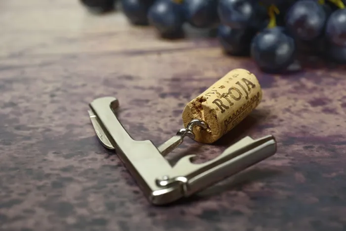 Framed Print : Print of Corks with corkscrew and grapes, Germany Framed Print : Print of Corks with corkscrew and grapes, Germany