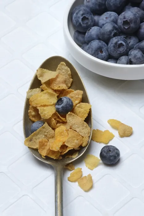 Framed Print : Breakfast Cornflakes and blueberries print Framed Print : Breakfast Cornflakes and blueberries print