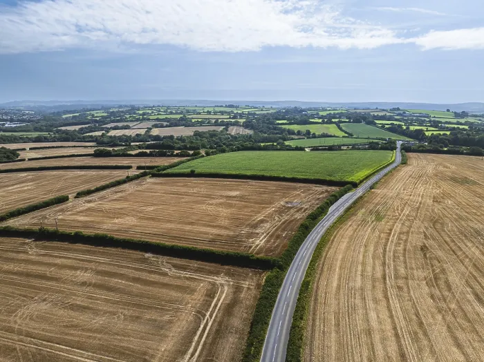 Framed Print : Cornwall Fields and Farms Drone Print, England, UK Framed Print : Cornwall Fields and Farms Drone Print, England, UK