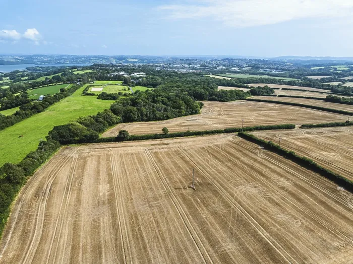 Framed Print : Cornwall Fields and Farms Print from a Drone, England Framed Print : Cornwall Fields and Farms Print from a Drone, England
