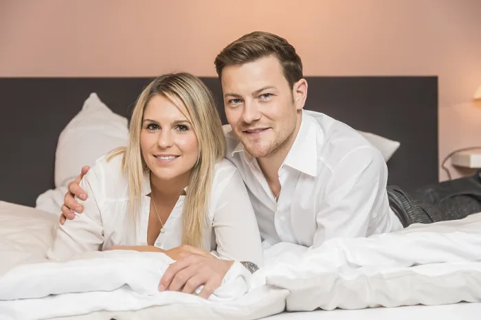 Framed Print : Couple Lying on a Bed Print Framed Print : Couple Lying on a Bed Print