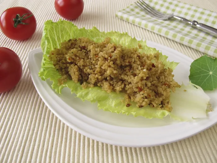 Framed Print : Couscous on a Lettuce Leaf Print Framed Print : Couscous on a Lettuce Leaf Print