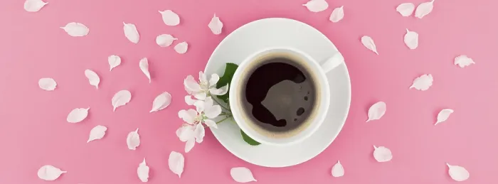 Framed Print : Minimal Print of Coffee and Flowers Flat Lay Framed Print : Minimal Print of Coffee and Flowers Flat Lay