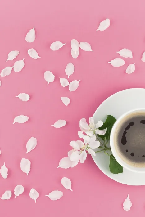 Framed Print : Minimal Coffee Print with Floral Elements Framed Print : Minimal Coffee Print with Floral Elements