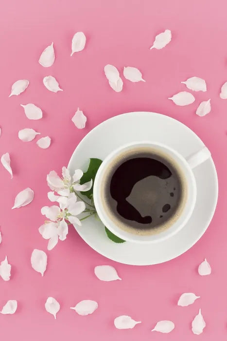 Framed Print : Minimal Coffee Print with Floral Elements Framed Print : Minimal Coffee Print with Floral Elements