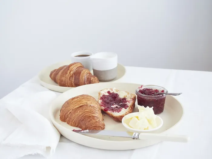 Framed Print : Croissant with Butter and Raspberry Jam Print Framed Print : Croissant with Butter and Raspberry Jam Print
