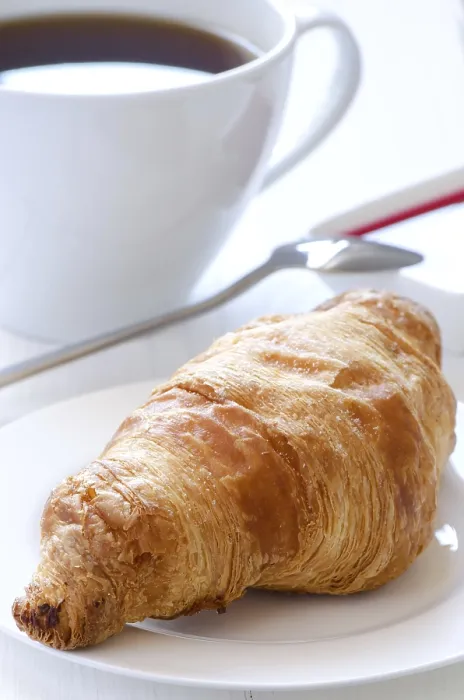 Framed Print : Croissant with Coffee Print Framed Print : Croissant with Coffee Print