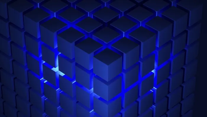 Framed Print : Blue Light Cube Structure Print: Geometric Design Framed Print : Blue Light Cube Structure Print: Geometric Design