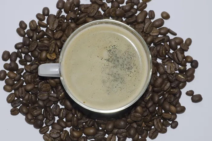 Framed Print : Cup of Coffee with Coffee Beans Print Framed Print : Cup of Coffee with Coffee Beans Print