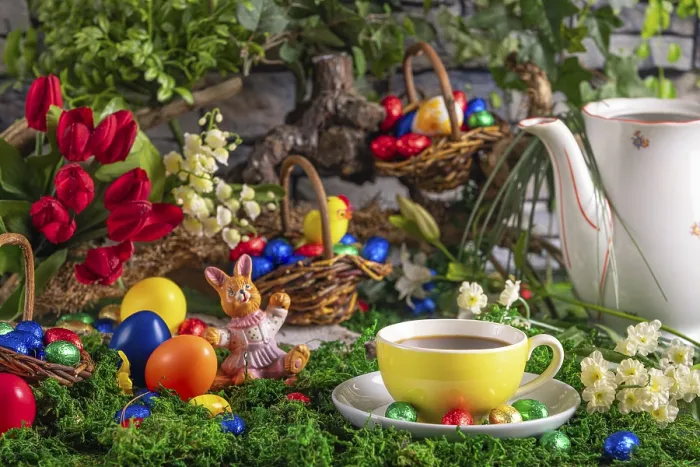 Framed Print : Springtime Easter Coffee Print Framed Print : Springtime Easter Coffee Print