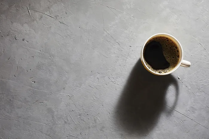 Framed Print : Gray Background Top View Coffee Print Framed Print : Gray Background Top View Coffee Print