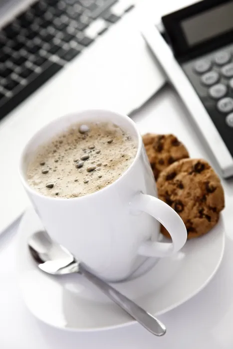 Framed Print : Office Scene: Cup of Coffee Print Framed Print : Office Scene: Cup of Coffee Print