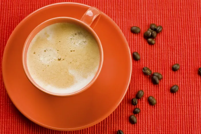 Framed Print : Cup of Coffee in Red Print Framed Print : Cup of Coffee in Red Print