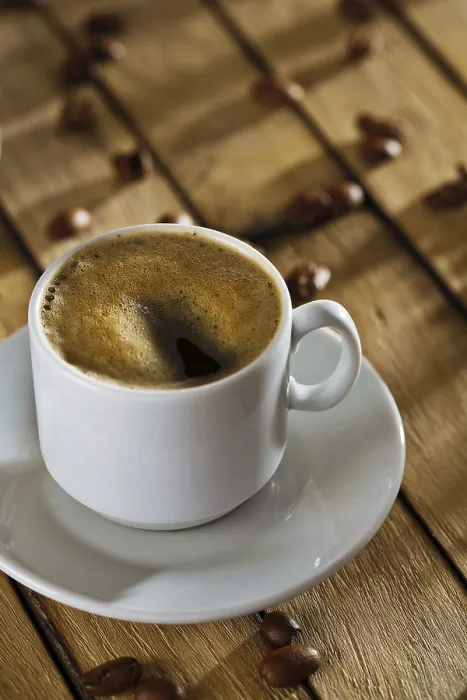Framed Print : A Cup of Coffee Print on the Table Framed Print : A Cup of Coffee Print on the Table