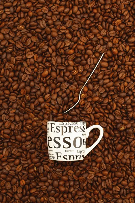 Framed Print : Coffee Print: Cup on Bean Table Framed Print : Coffee Print: Cup on Bean Table