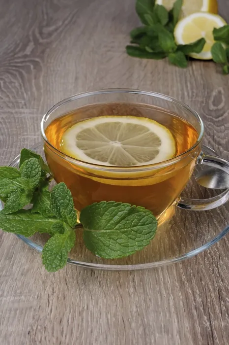 Framed Print : Cup of Tea with Lemon and Mint Print Framed Print : Cup of Tea with Lemon and Mint Print