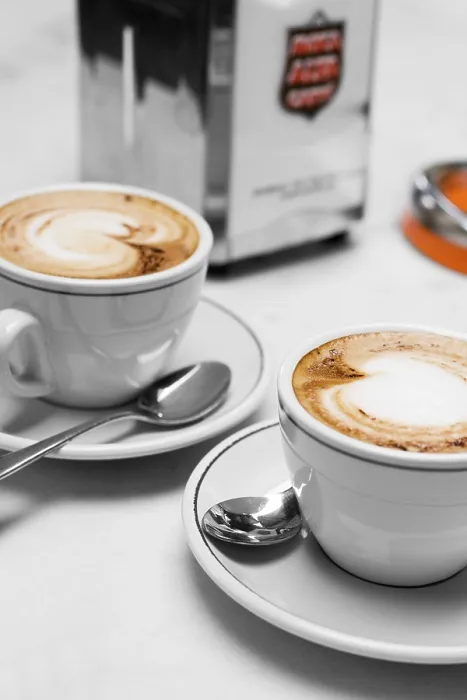 Framed Print : Two Cups of Cappuccino Print Framed Print : Two Cups of Cappuccino Print