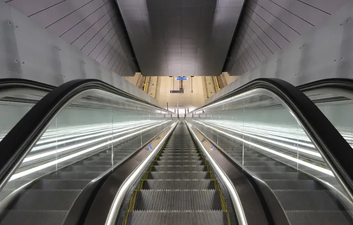Framed Print : Cutout of multiple escalators in a train station Print Framed Print : Cutout of multiple escalators in a train station Print