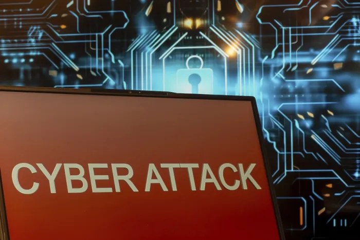 Framed Print : Cyber Attack Print: Laptop in Virtual Background Framed Print : Cyber Attack Print: Laptop in Virtual Background