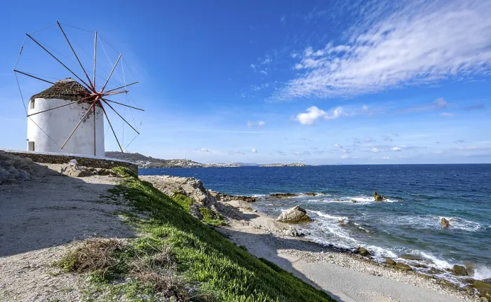 Framed Print : Cycladic Windmill Print, Mykonos Coast, Greece Framed Print : Cycladic Windmill Print, Mykonos Coast, Greece