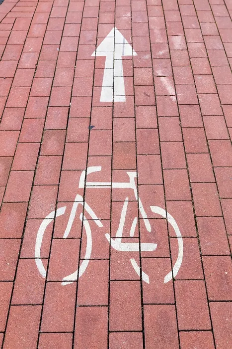 Framed Print : Cycle Path Marking Print on Pavement Framed Print : Cycle Path Marking Print on Pavement