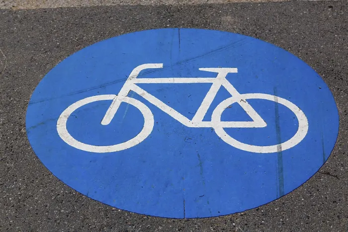 Framed Print : Cycle Path Marking on a Pavement Print Framed Print : Cycle Path Marking on a Pavement Print