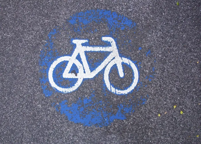 Framed Print : Cycle Path Marking Print on Worn Pavement Framed Print : Cycle Path Marking Print on Worn Pavement