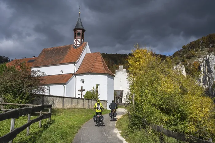 Framed Print : Cyclists on the Danube Valley Cycle Path Print, Germany Framed Print : Cyclists on the Danube Valley Cycle Path Print, Germany