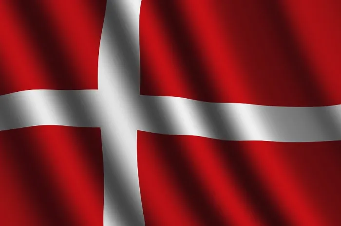Framed Print : The Danish Flag Print: White, Red and Blue in Motion Framed Print : The Danish Flag Print: White, Red and Blue in Motion