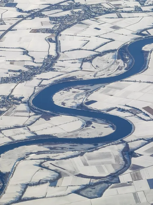 Framed Print : Danube Loop Print: Winter Landscape, Bavaria, Germany