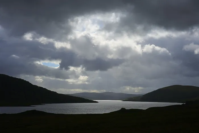 Framed Print : Dark Lake Under Dramatic Clouds Print, Loch Naver, Scotland Framed Print : Dark Lake Under Dramatic Clouds Print, Loch Naver, Scotland