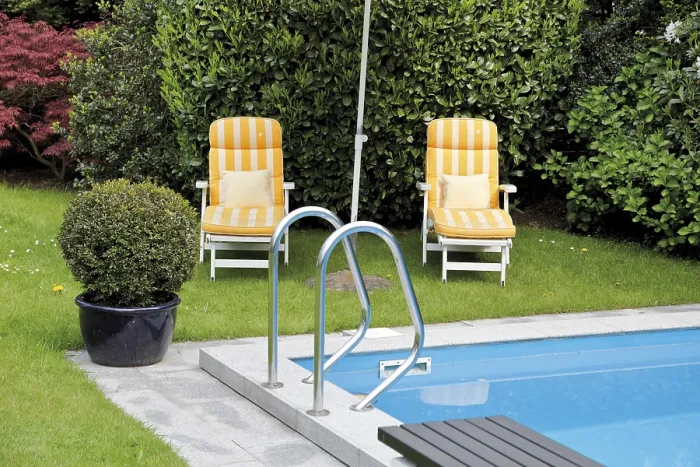 Framed Print : Two Deck Chairs at the Pool Print Framed Print : Two Deck Chairs at the Pool Print