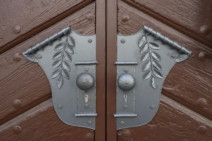 Framed Print : Decorative Door Fitting Print, Forchheim, Bavaria Framed Print : Decorative Door Fitting Print, Forchheim, Bavaria