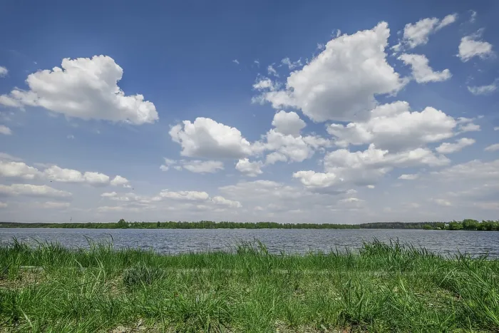 Framed Print : Deep Blue Sky with Clouds over River Print Framed Print : Deep Blue Sky with Clouds over River Print
