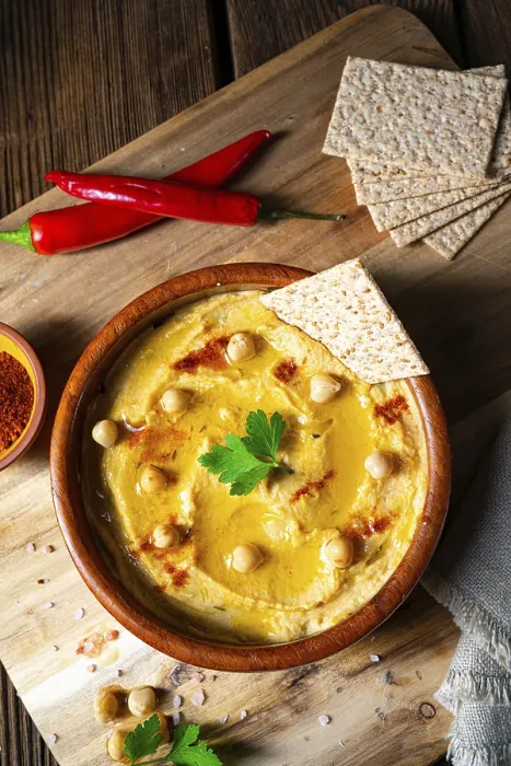 Framed Print : Delicious Hummus Paste Print with Lemon and Chilli Framed Print : Delicious Hummus Paste Print with Lemon and Chilli