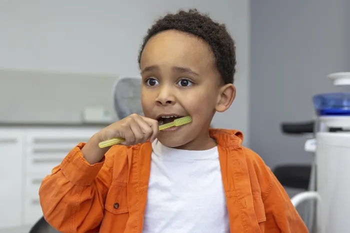 Framed Print : Dark-skinned Boy Brushing Teeth Print Framed Print : Dark-skinned Boy Brushing Teeth Print